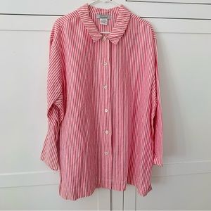 Women's Pink Striped Button Down Shirt